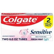 Colgate Sensitive Whitening Toothpaste Gel, Fresh Mint, 6 oz, 2 Pack