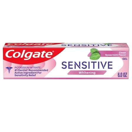 Colgate Sensitive Whitening Toothpaste Gel for Sensitive Teeth, Spearmint, 1 Pack, 6 oz