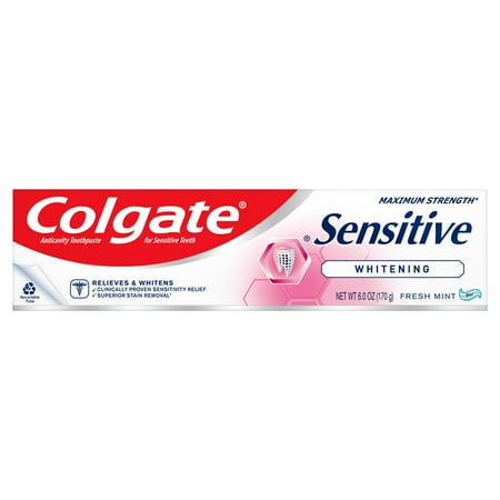 Colgate Sensitive Whitening Toothpaste, Mint, 6 oz Tube