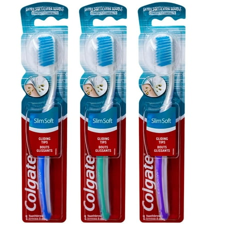 Colgate Slim Soft Ultra Compact Toothbrush, Extra Soft (Colors Vary) - Pack Of 3 Packaging May Vary