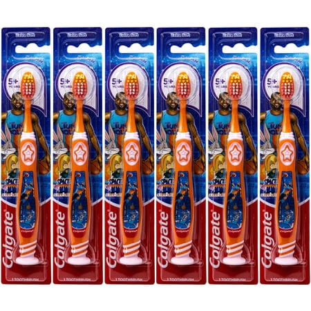 Colgate Space Jam Kids Toothbrush, with Suction Cup, 5+ Years, Extra Soft (Colors Vary) - Pack of 6