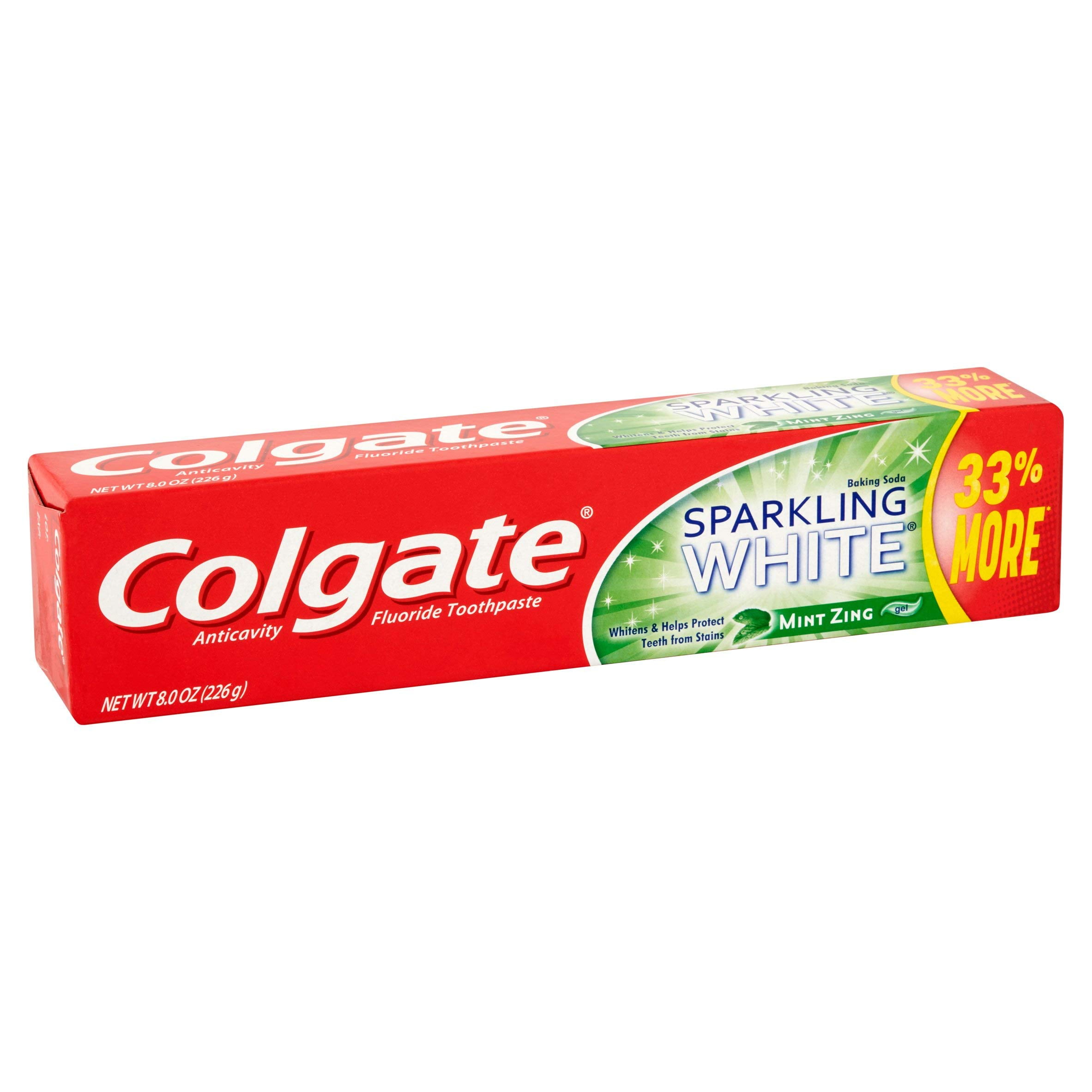 Colgate Sparkling Mint Zing Gel Toothpaste, White Mint,Spearmint, 8