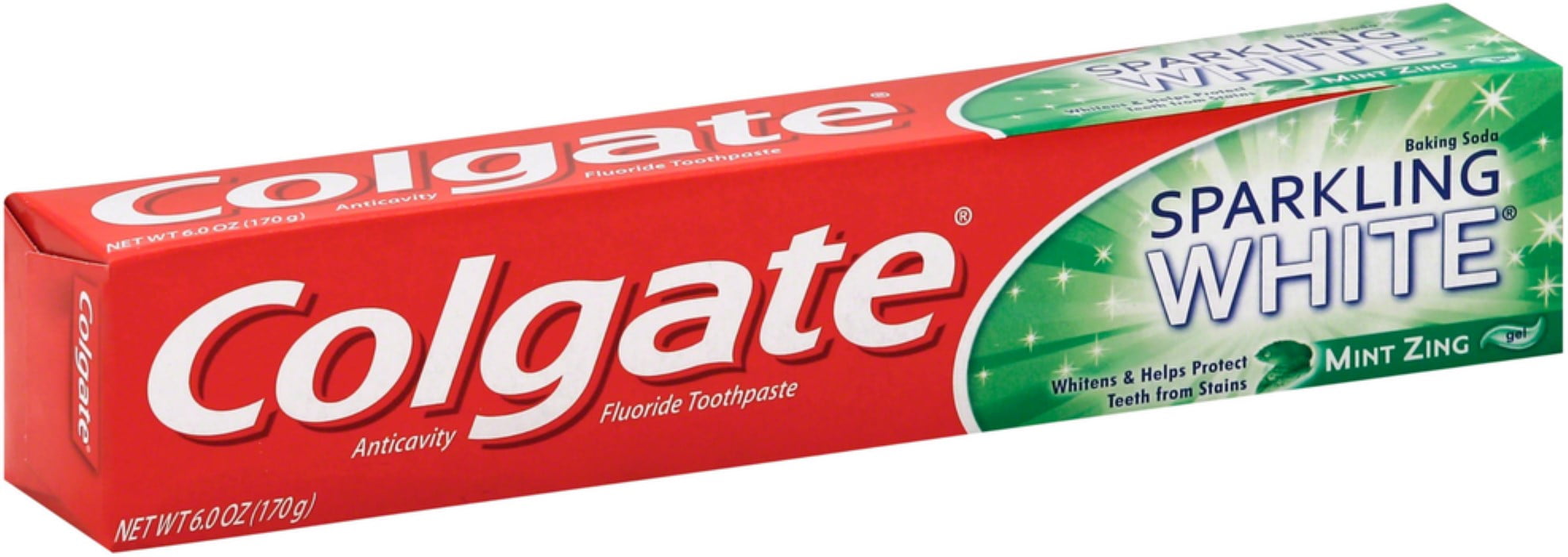 Colgate Sparkling White Baking Soda Anticavity Fluoride Toothpaste, Mint Zing 6 oz (Pack of 3)