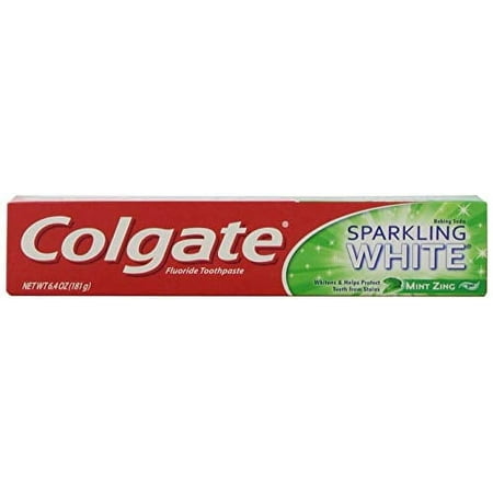 Colgate Sparkling White Fluoride Toothpaste With Baking Soda, Mint Zing, 6 Oz, 6 Pack