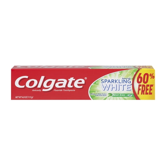 Colgate Sparkling White Toothpaste, Mint Zing Flavor, Whitening & Cavity Protection, 4 oz Tube, 1 Pack