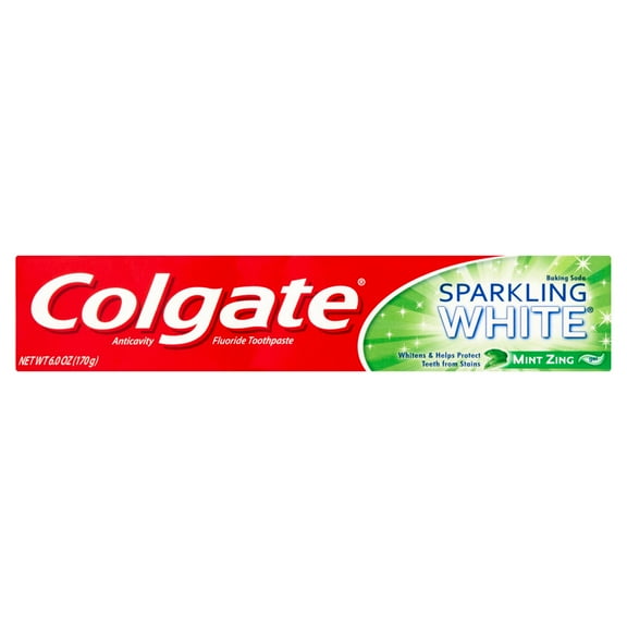 Colgate Sparkling White Toothpaste Anticavity Fluoride Baking Soda Mint Zing Gel - 6 Oz