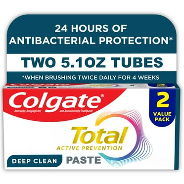 Colgate Total Active Prevention Deep Clean Toothpaste, Mint, 2 Pack, 5.1 oz