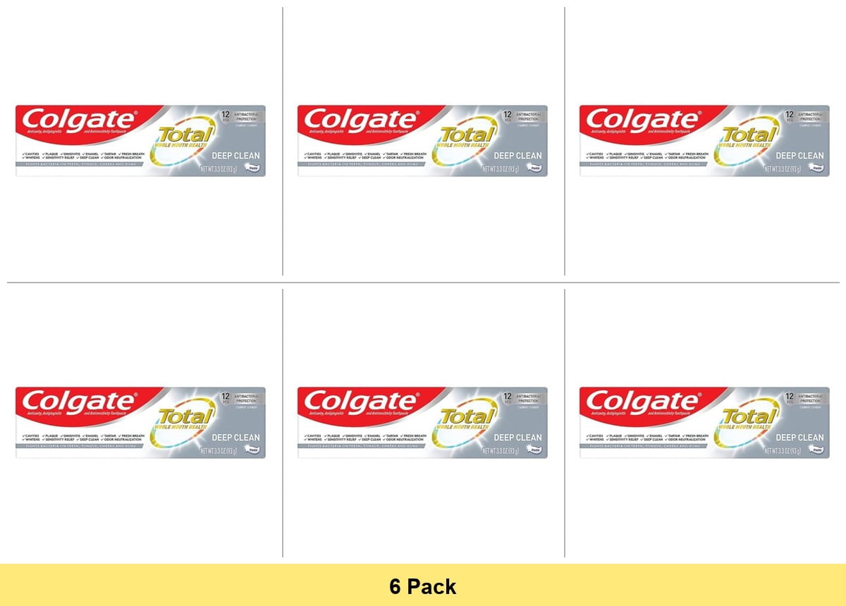 Colgate Total Active Prevention Deep Clean Toothpaste, Mint, 3.3 oz - 6 Pack