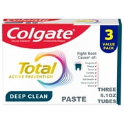 Colgate Total Active Prevention Deep Clean Toothpaste, Mint, 3 Pack, 5.1 oz