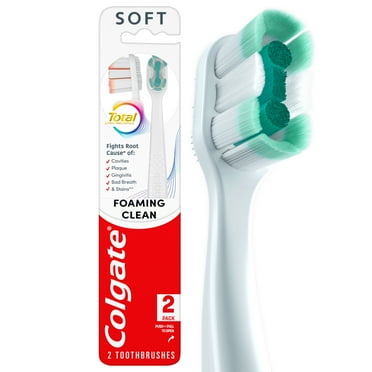 Colgate Total Active Prevention Foaming Clean Soft Toothbrush, White, 2 Pack