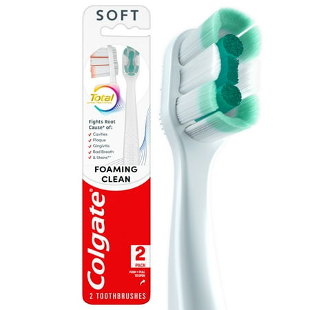 Colgate Total Active Prevention Foaming Clean Soft Toothbrush 2ct