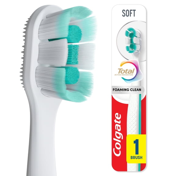 Colgate Total Active Prevention Foaming Clean Soft Toothbrush, 1 Pack