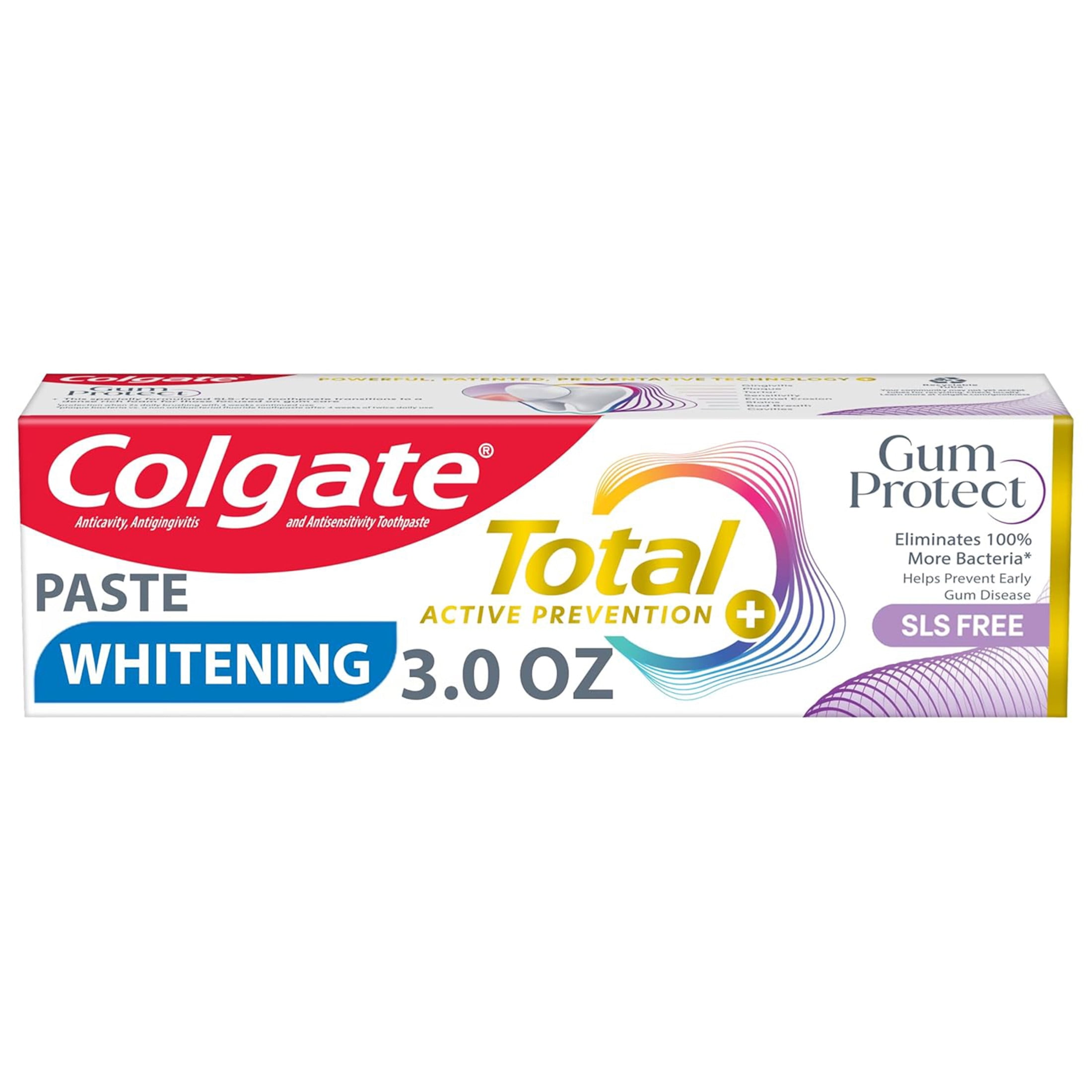 Colgate Total Active Prevention Gum Protect Whitening Toothpaste, 3.0 oz