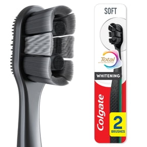 Colgate Total Active Prevention Soft Whitening Toothbrush, Black, 2 Pack