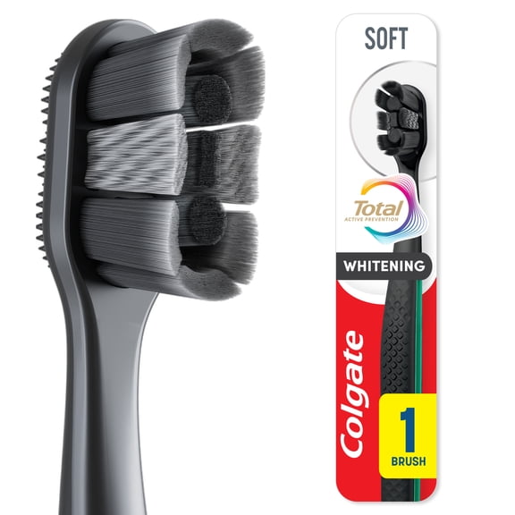 Colgate Total Active Prevention Soft Whitening Toothbrush, Black, 1 Pack