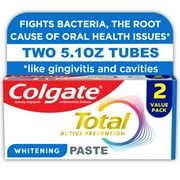 Colgate Total Active Prevention Whitening Toothpaste, Mint, 2 Pack, 5.1 oz