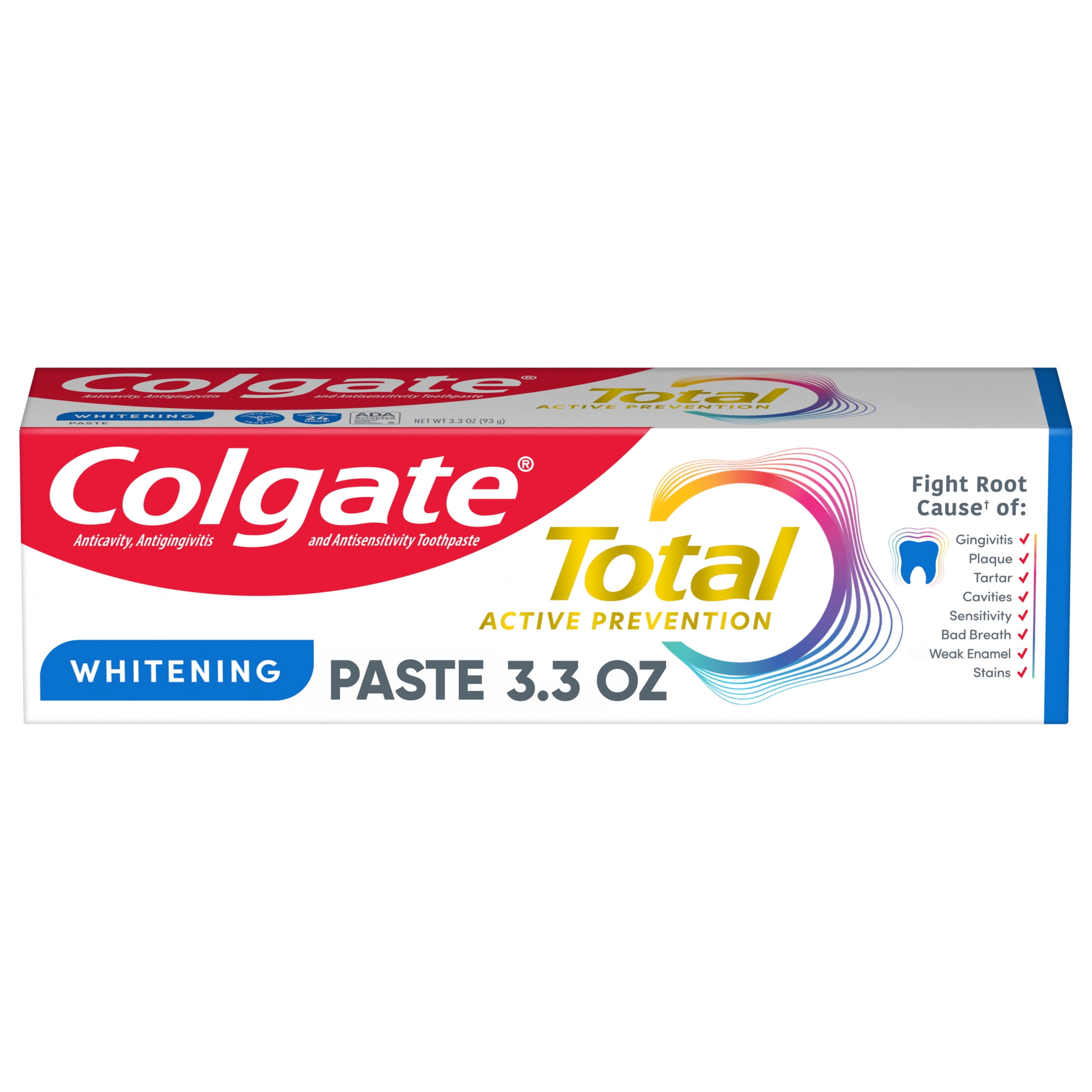 Colgate Total Active Prevention Whitening Toothpaste, Mint, 3.3 oz