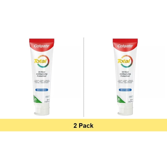 Colgate Total Active Prevention Whitening Toothpaste, Mint, 5.1 oz - 2 Pack