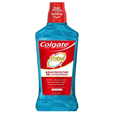 Colgate Total Advanced Pro-Shield Alcohol Free Mouthwash Antibacterial Formula Peppermint Blast - 1L 33.8 Fluid Ounce