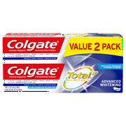 Colgate Total Advanced Whitening Toothpaste with Fluoride, Multi Benefits with Sensitivity Relief, 5.1 Oz, 2 Ct
