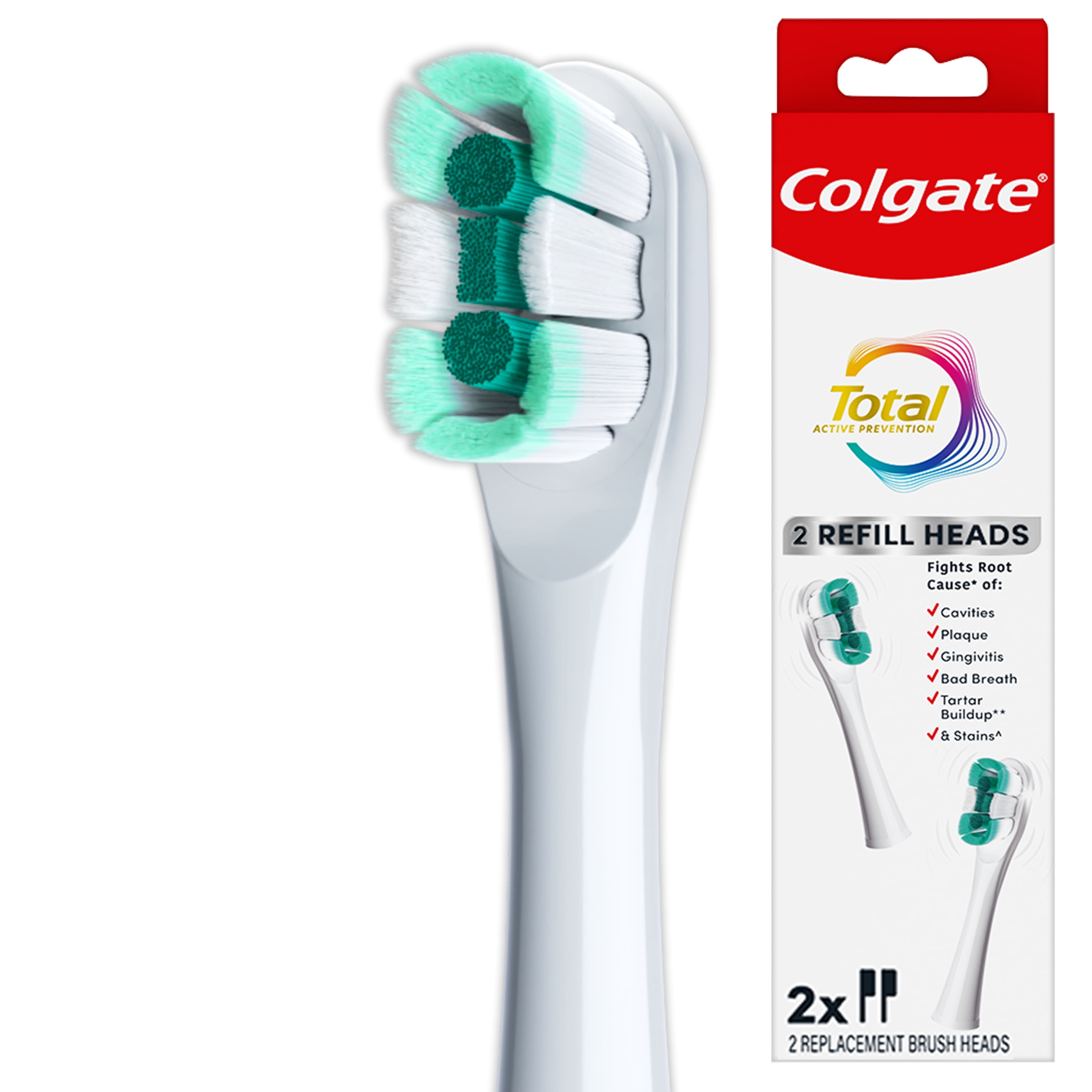 Colgate Total Battery Replacement Toothbrush Heads, 2 Pack, Adult