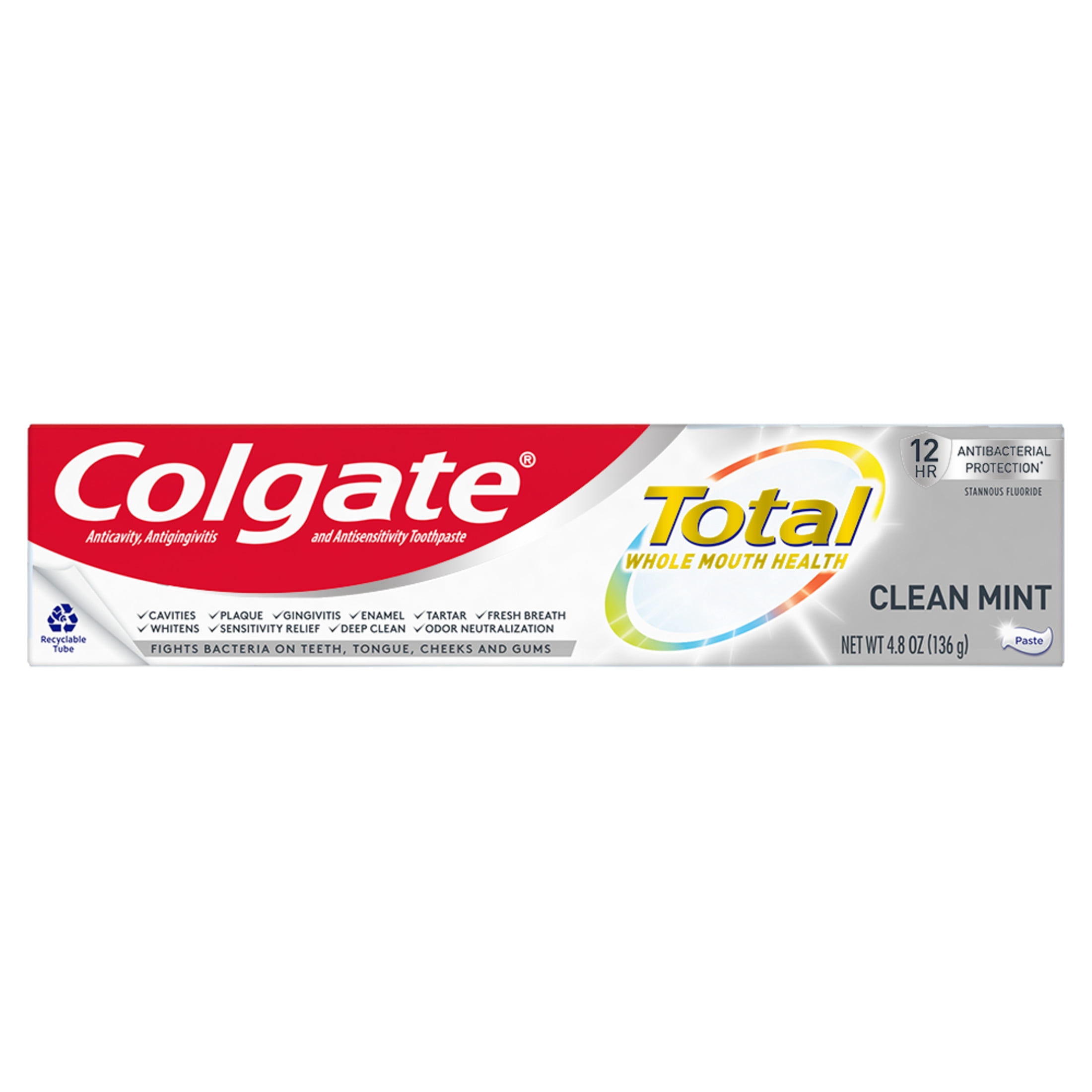 Colgate Total SF Clean Mint Toothpaste - Fights Bacteria, Prevents ...