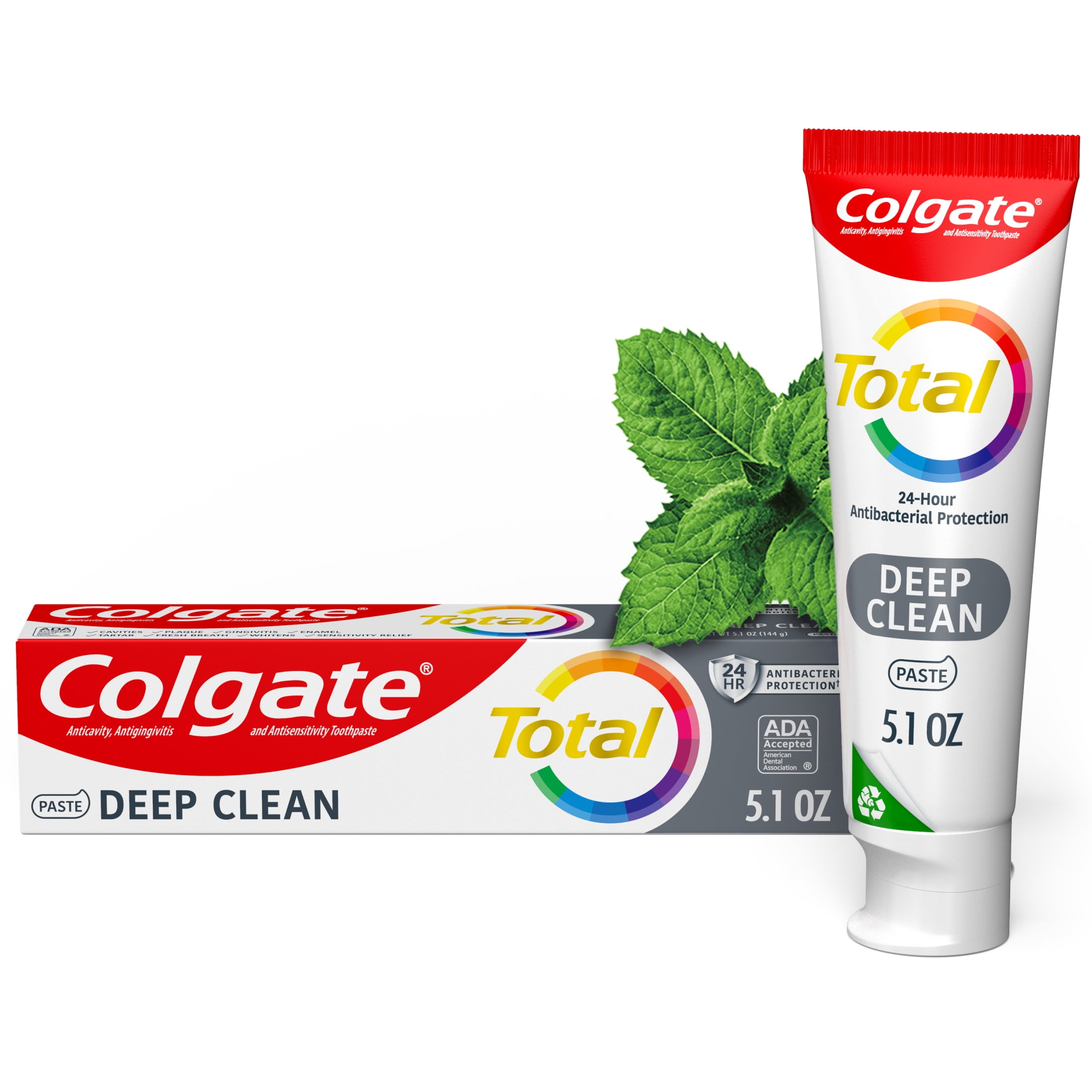 Colgate Total Deep Clean Toothpaste, Whitening Toothpaste, Mint, 1 Pack, 5.1 Oz Tube