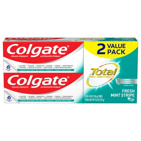 Colgate Total Fresh Mint Stripe Gel Toothpaste - 4.8oz 2pk