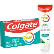 Colgate Total Fresh Mint Stripe Gel Toothpaste, Mint, 2 Pack, 5.1 Oz Tubes