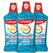 Colgate Total Mouthwash, Alcohol Free Mouthwash, Peppermint, 33.8 Ounce, (Pack Of 3) - Pack Of 2