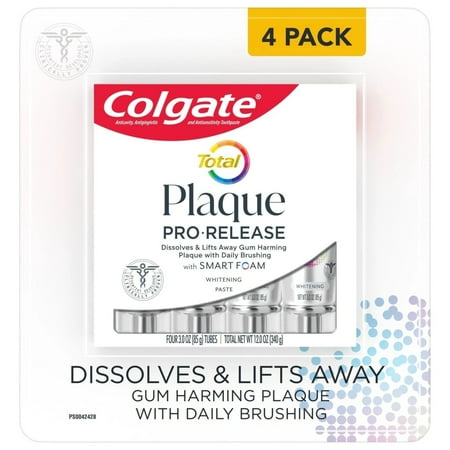Colgate Total Plaque PRO-RELEASE Toothpaste, 3 Ounce (Pack of 4)