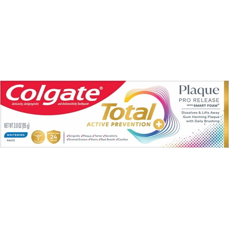 Colgate Total Plaque Pro Release Whitening Toothpaste, 3 Oz..