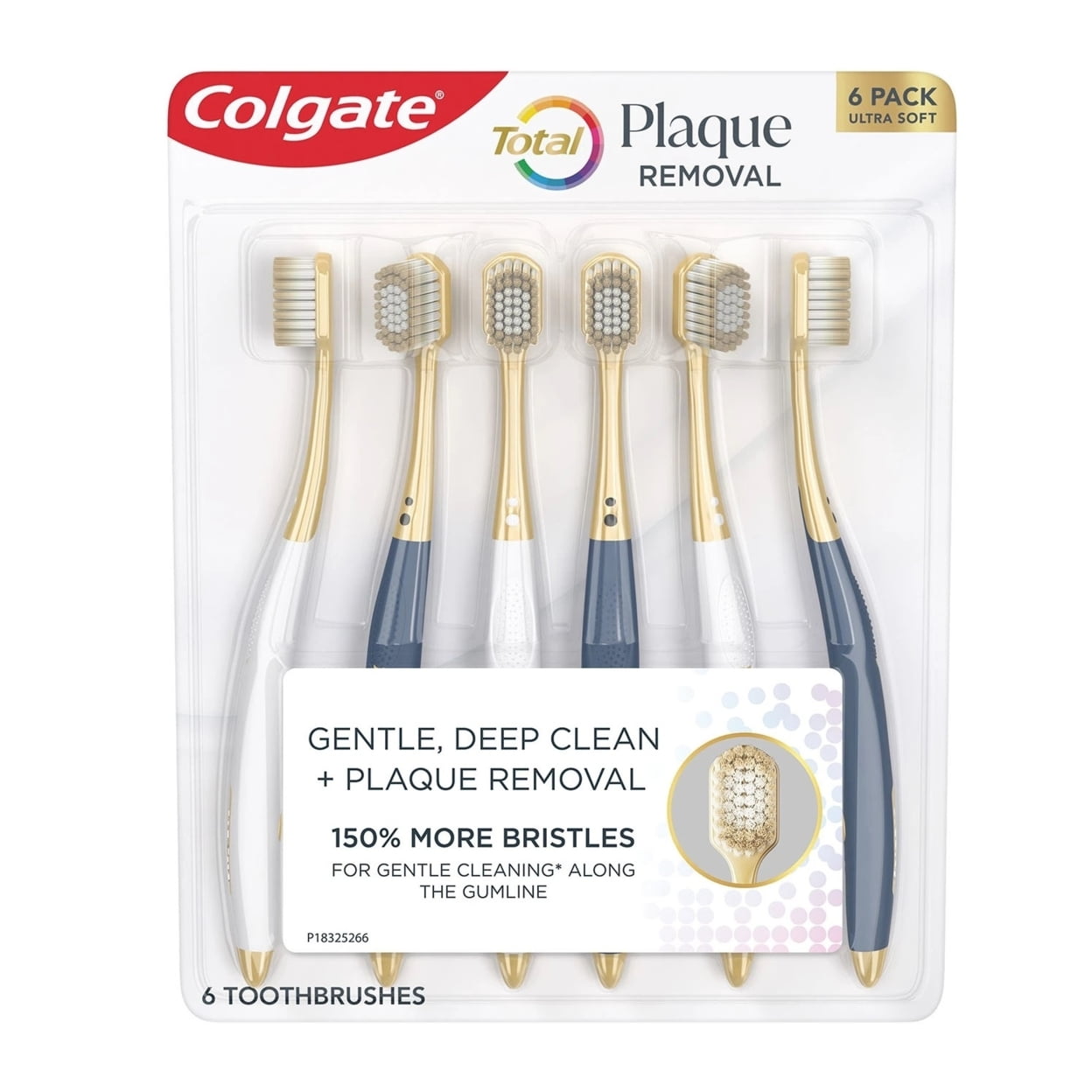 Colgate Total Plaque Removal Manual Toothbrush, Ultra Soft (6 Pack