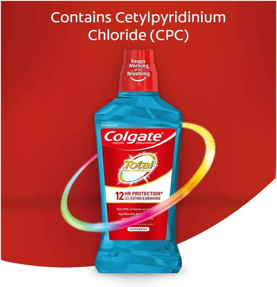 Colgate Total Pro-Shield Alcohol Free Mouthwash, Peppermint - 500mL, 16.9 fluid ounce