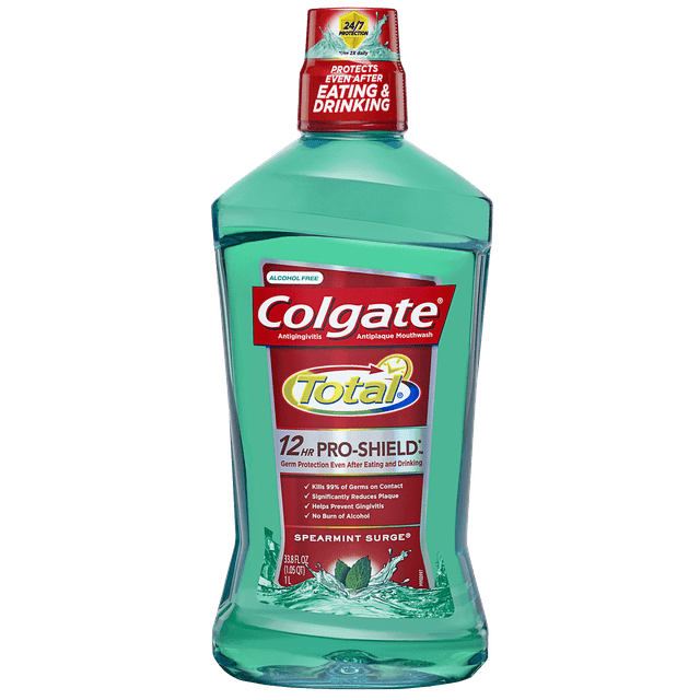 Colgate Total Pro-Shield Alcohol Free Mouthwash, Spearmint - 1L, 33.8 Fluid Ounce
