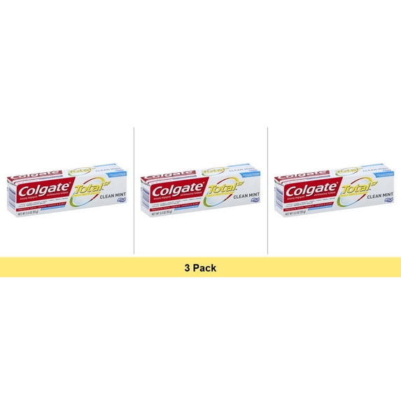 Colgate Total Toothpaste, Clean Mint Paste 3.3oz - 3 Pack Bundle