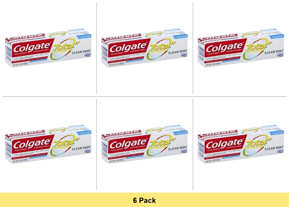 Colgate Total Toothpaste, Clean Mint Paste 3.3oz - 6 Pack Bundle ...