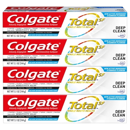 Colgate Total Toothpaste, Deep Clean - 5.1 Ounce (Pack Of 4) Packaging May Vary