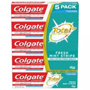 Colgate Total Toothpaste, Fresh Mint Stripe Gel, 5 pk./6.3 oz.