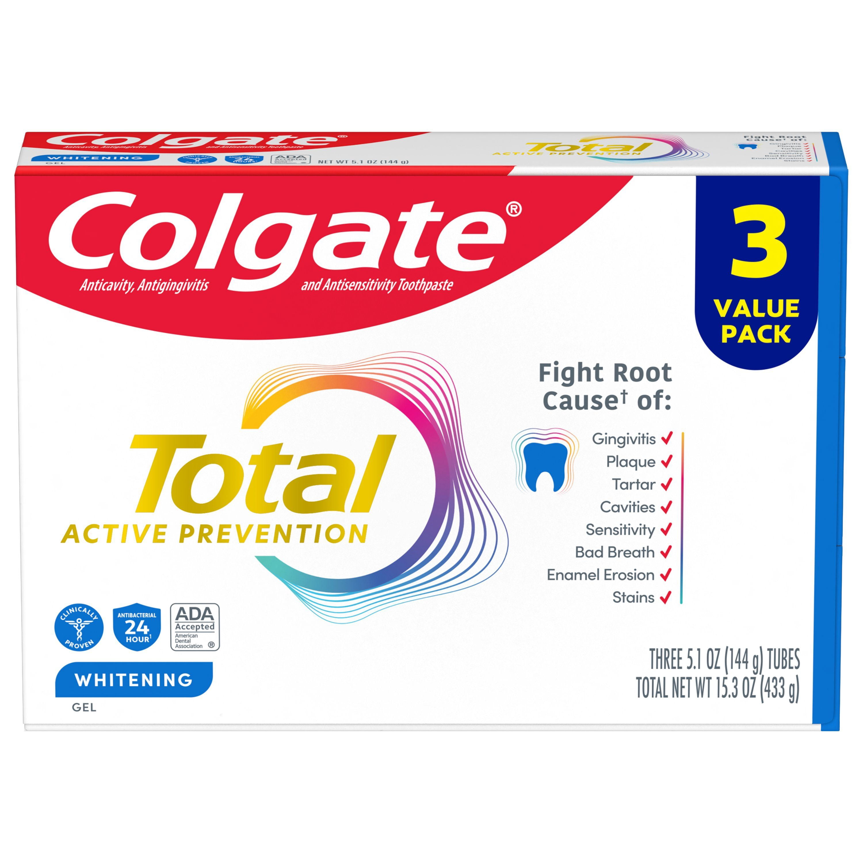 Colgate Total Whitening Gel Toothpaste 3 Pack - 3 ct (Pack of 2 ...