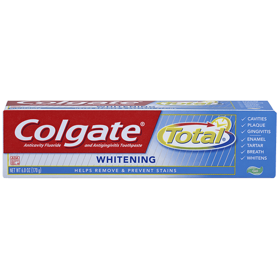 Colgate Total Whitening Gel Toothpaste, Mint, 6 oz