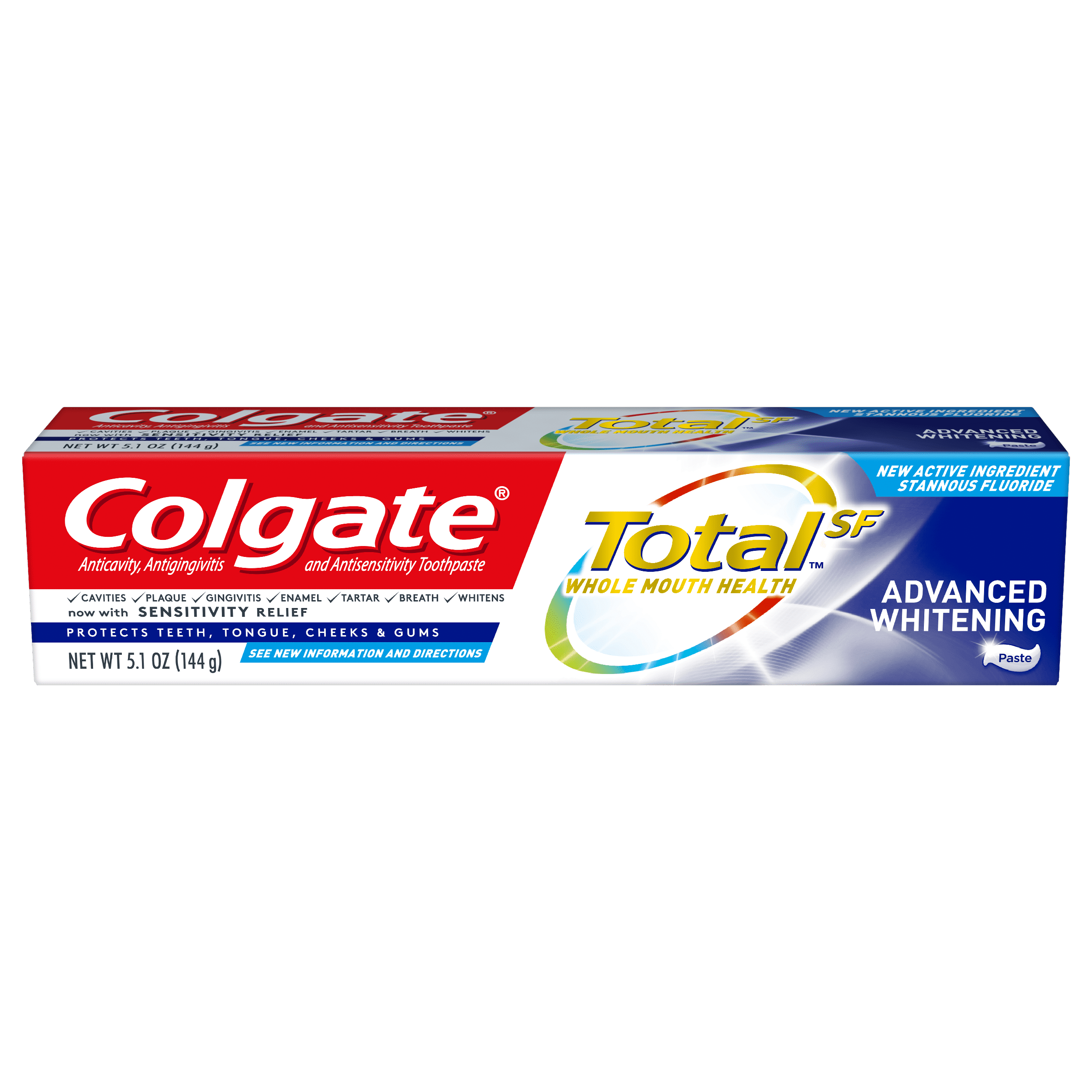 lufthavn madras Sovesal Colgate Total Whitening Toothpaste, Advanced Whitening, 5.1 ounce -  Walmart.com