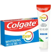 Colgate Total Whitening Toothpaste Gel, Mint, 2 Pack, 5.1 Oz Tubes