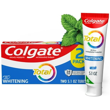 Colgate Total Whitening Toothpaste Gel, Mint, 2 Pack, 5.1 Oz Tubes