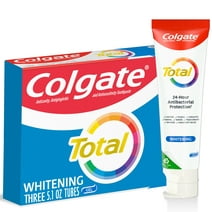 Colgate Total Whitening Toothpaste Gel, Mint, 3 Pack, 5.1 Oz Tubes