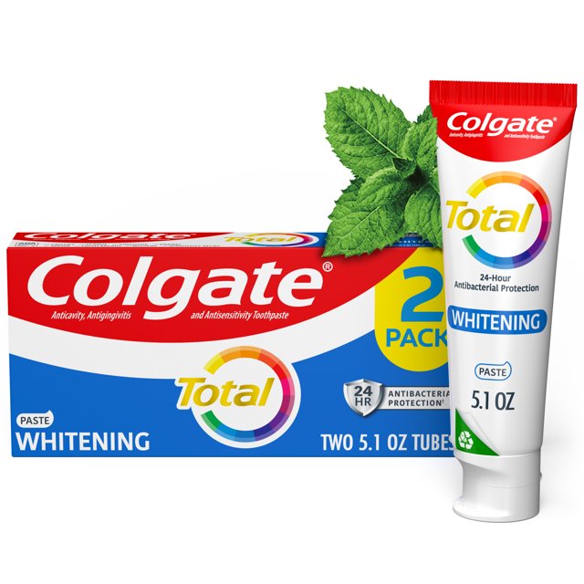 Colgate Total Whitening Toothpaste, Mint, 2 Pack, 5.1 Oz Tubes ...