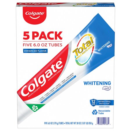 Colgate Total Whitening Toothpaste, Paste 6 oz., 5 Pack