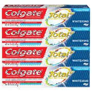 Colgate Total Whitening Toothpaste with Fluoride, Multi Benefit Toothpaste with Sensitivity Relief, 4.8 Oz, 4 Ct