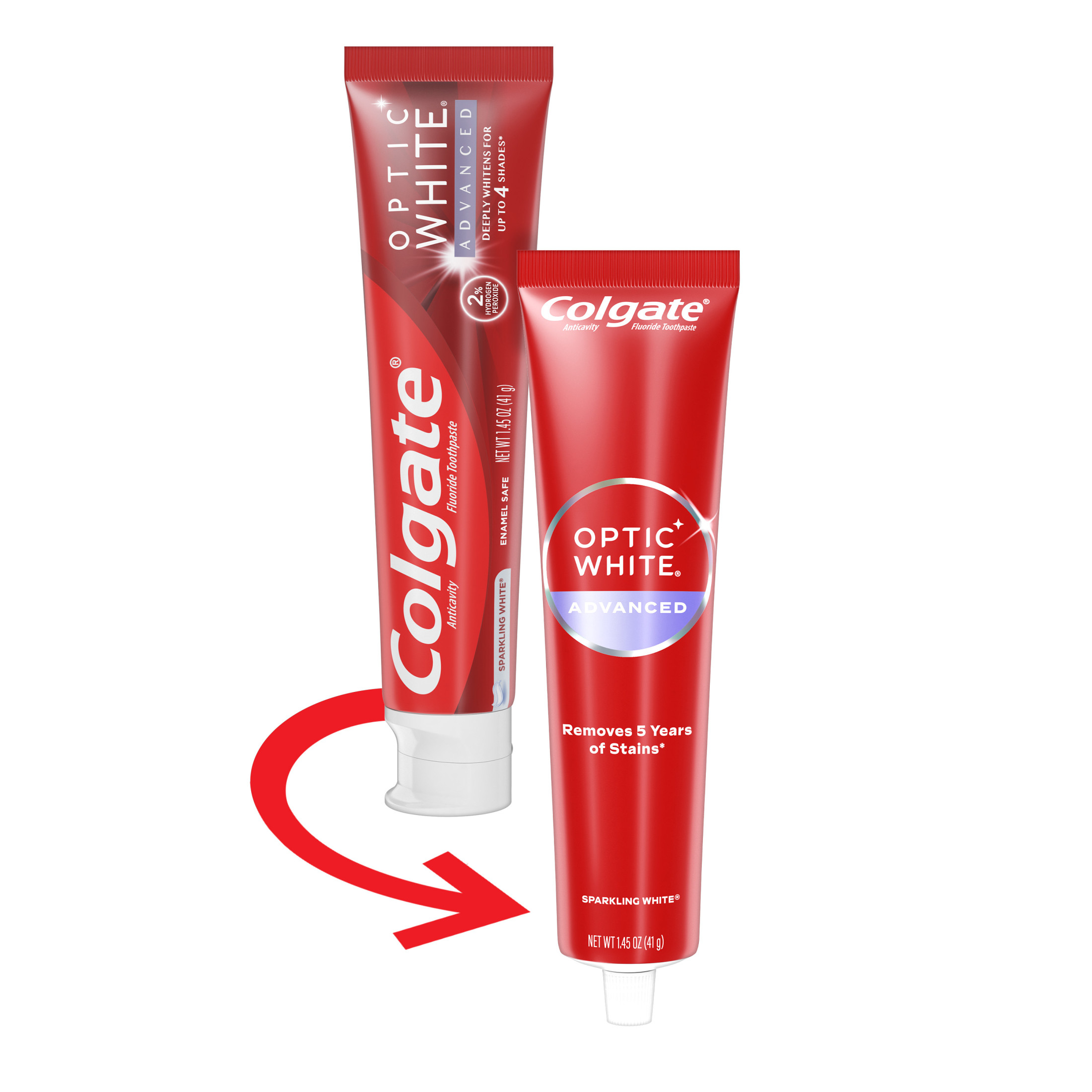 Colgate Travel Size Optic White Advanced Hydrogen Peroxide Toothpaste, Sparkling White, 1.45 oz - image 1 of 13