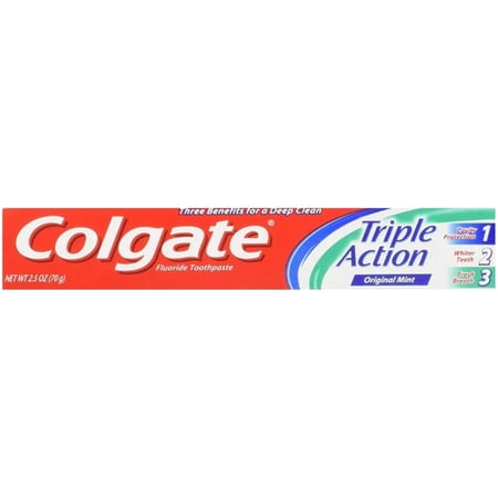 Colgate Travel Size Toothpaste Triple Action, 2.5 oz (Pack of 2)